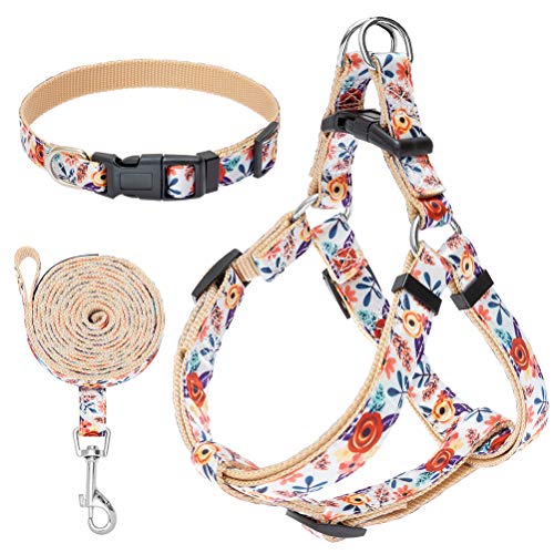 No Pull Dog Harness and Leash Set with Collar - Heavy Duty & Adjustable Basic Harness for Small Medium Dogs & Cats