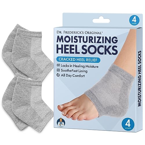 Dr. Frederick's Original Moisturizing Heel Socks for Cracked Heel Treatment - 2 Pairs - Stop Cracked Heels in Their Tracks