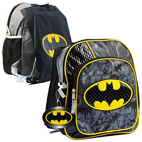 Batman Backpack for Preschool Toddlers ~ Deluxe 12' Batman Mini Backpack for Boys Kids (Batman School Supplies Bundle)