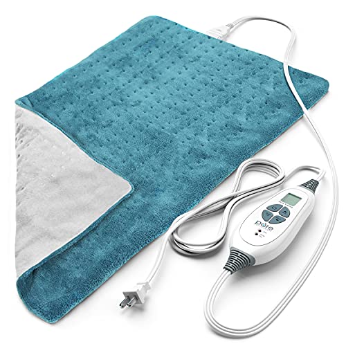 Pure Enrichment PureRelief XL Heating Pad - LCD Controller with 6 InstaHeat Settings for Cramps, Back, Neck, & Shoulder Pain Relief, Moist Heat Option, Machine Washable, 12' x 24' Storage Bag (Blue)