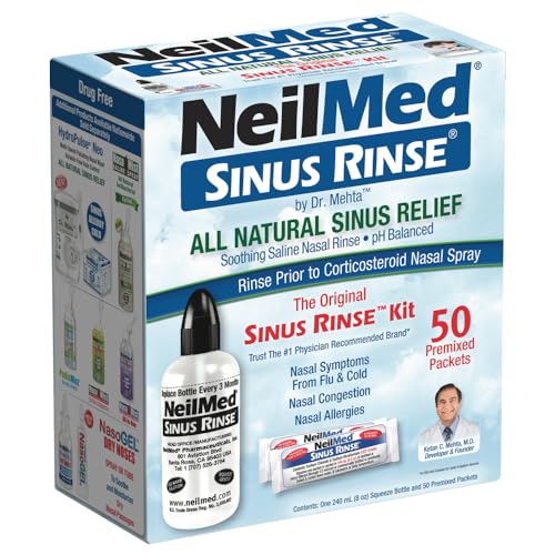 NeilMed Sinus Rinse - A Complete Sinus Nasal Rinse Kit, 50 count (Pack of 1)