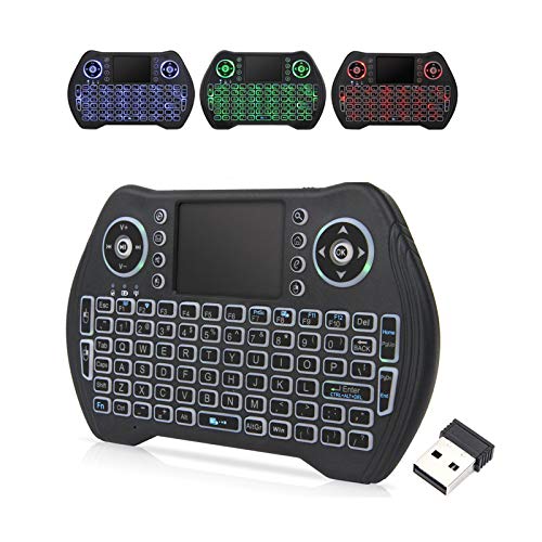 EASYTONE Backlit Mini Wireless Keyboard Touchpad Mouse Combo Remote Control with Rechargeable Li-ion Battery and Multimedia Keys for Android TV Box HTPC PS3 Smart TV PC X-Box Linux Windows MacOS