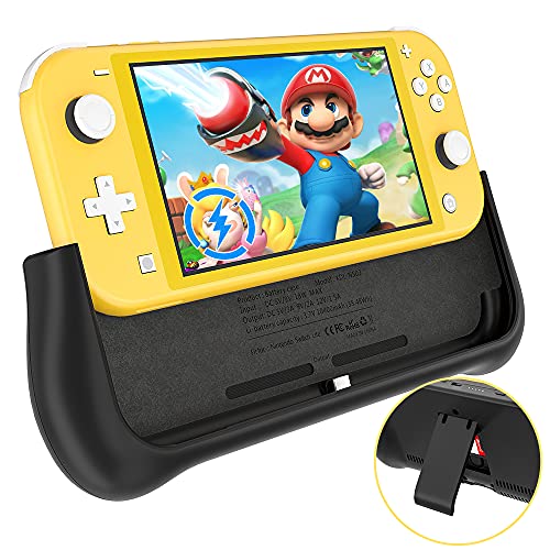 NEWDERY Battery Charger Case for Nintendo Switch Lite 5.5' , Support PD & QC 3.0 Fast Charging, Built-in 10400mAh Portable Backup Charger Station, Battery Charger Pack with Kickstand & Game Card Slot