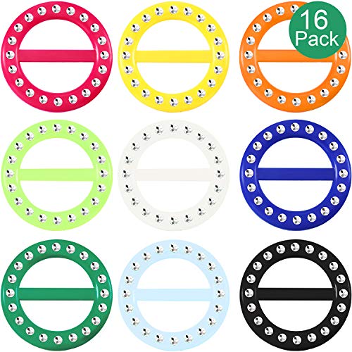 16 Pieces Plastic Round Elegant Tee Shirt Clips, Scarf Clips, 2.2 Inch, 8 Colors