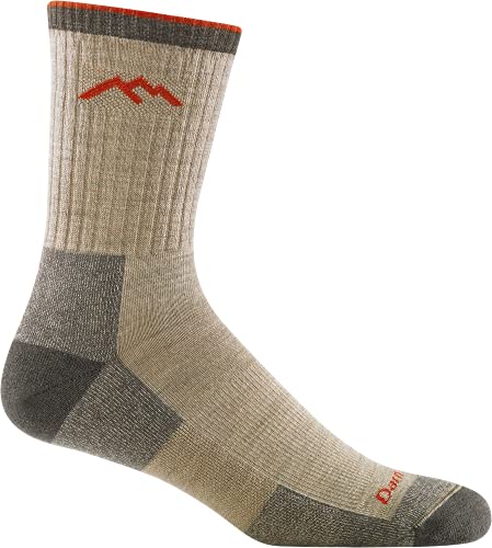 Darn Tough 1466 Men's Merino Wool Micro Crew Cushion Socks, Oatmeal, Large (10-12)