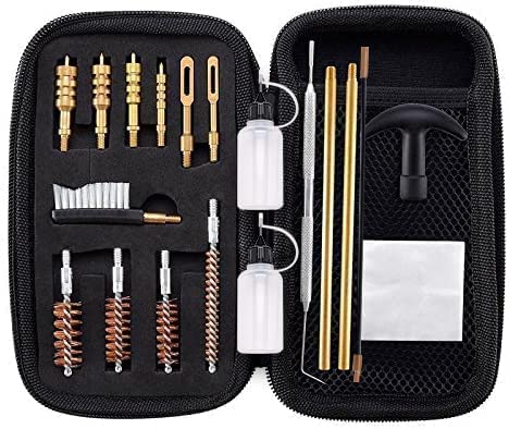 BOOSTEADY Universal Handgun Cleaning kit .22,.357,.38,9mm,.45 Caliber Pistol Cleaning Kit Bronze Bore Brush and Brass Jag Adapter