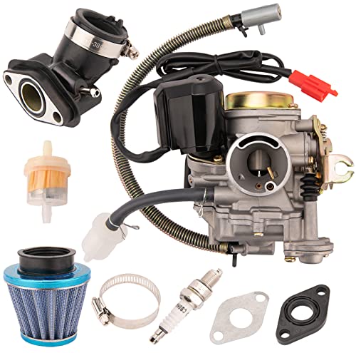 50CC Carburetor 4 Stroke GY6 High Performance 139QMB Carburetor for 49cc 50cc Scooter Moped PD18J Carb Engine, 50 cc Carburetor, 50cc Moped Carburetor + Intake Manifold by LOYPP