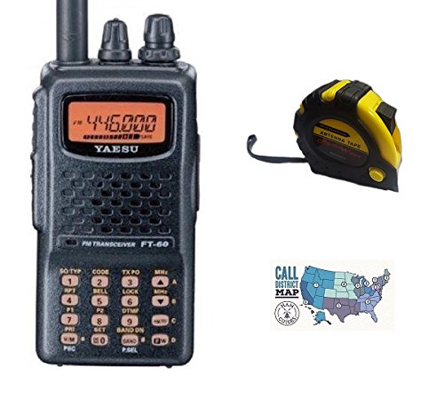 Bundle - 3 Items - Includes Yaesu FT-60R Dual-Band Handheld Radio, 5W with The New Radiowavz Antenna Tape (2m - 30m) and HAM Guides Quick Reference Card