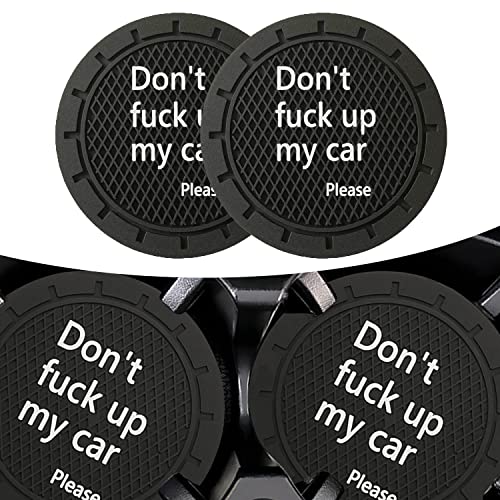 Pincuttee 2 Pack Car Cup Hoder Coaster,Silicone Cup Holder Coaster,Auto Cup Holder Coaster Universal Fit,Don't Fuck up My car Coaster