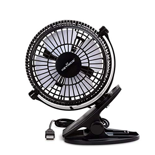 KEYNICE USB Desk Fan, 4 Inch Clip on Fan, 2 Speed USB Fan, 360° Rotation Small Corded Fan for Dorm, Personal Bed Fan for Bedroom Car Seat Home Office Black