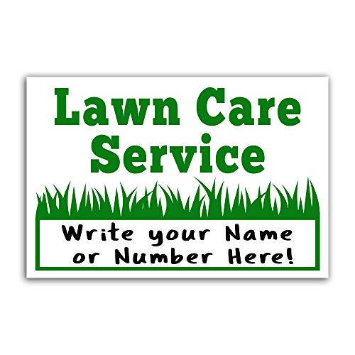 Lawn Care Service Yard Signs, 18'x12' Single-Sided Screen Print, UV-Ink, Waterproof, Durable - Write Your Name or Number - Wholesale, Made in America (5)
