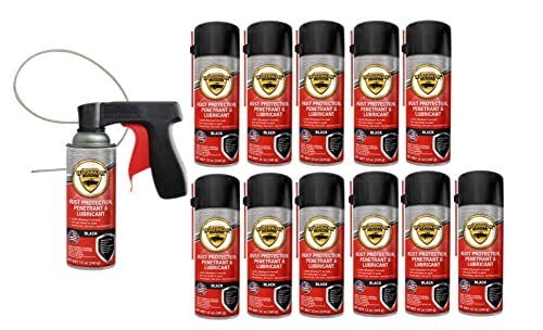 woolwax 12 Oz Undercoating (12) Cans Lanolin Aerosol Spray Black Rust Inhibitor and Prevention, Anti Corrosion Lubricant, Spray Can Extension Wand with Spray Trigger