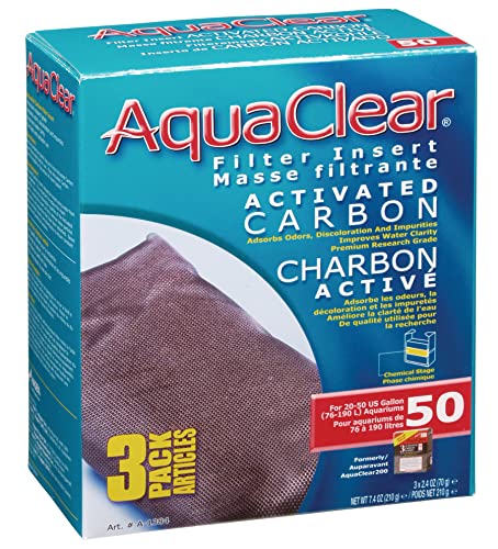 Aqua Clear AquaClear Activated Carbon Filter Inserts, 3 Pack – Replacement Chemical Filter Media for 50 Gallon Tank
