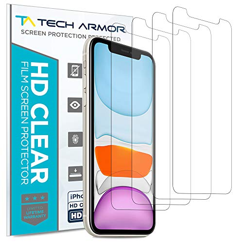 Tech Armor HD Clear Film Screen Protector Designed for Apple iPhone 11 and iPhone Xr 6.1 Inch 4 Pack 2019