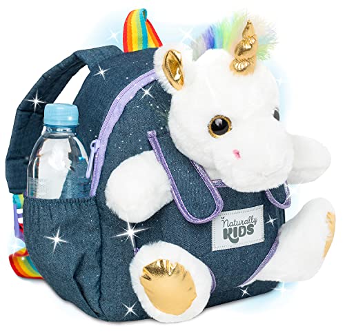 Naturally KIDS Unicorn Backpack for Toddler Girls, Toddler Backpacks for Girls 2-4, Daycare Backpack Girl, Preschool Backpack Girls, 3 Year Old Girl Birthday Gift Ideas, Toys 2 Year Old Girl Boy