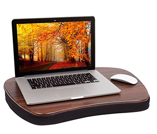 Sofia + Sam Oversized Lap Desk with Memory Foam Cushion | Wood Top and Large Size | Fits Laptops Up to 17' | | Brown and Black | Portable Home Office Stand | Work from Home