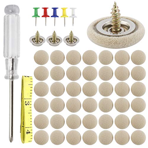 HighFree Car Roof Repair Rivets Headliner Repair Button 60 pcs Auto Roof Snap Rivets Retainer for Interior Ceiling Cloth Fixing Repair Buckle with Installation Tool (Beige Flannelette)
