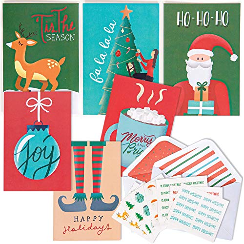Christmas Cards - 36 Pack Blank Greeting Cards with Envelopes and Christmas Stickers for Sealing. Assorted Holiday Cards Stationary Set. 4x6” Boxed Greeting Cards – Merry Xmas (Vertical)