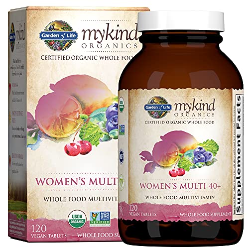 Garden of Life mykind Organics Vitamins for Women 40 Plus - 120 Tablets, Womens Multi 40 Plus, Vegan Vitamins for Women Over 40, Hormone & Breast Health Support Blend, Whole Food Womens Multivitamin