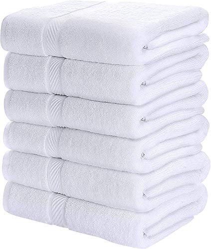 Utopia Towels 6 Pack Small Bath Towel Set, 100% Ring Spun Cotton (22 x 44 Inches) Lightweight and Highly Absorbent Quick Drying Towels, Premium Towels for Hotel, Spa and Bathroom (White)