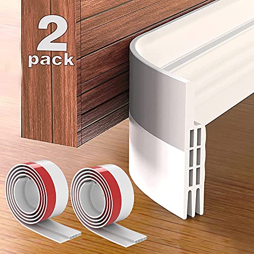 GroTheory 2 Pack Under Door Draft Stopper, Weather Stripping Door Seal, Bottom of Door Sweep for Exterior & Interior Doors, Garage Window Blocker Noise Dust Insulation Draft Guard, White 2' W x 39' L