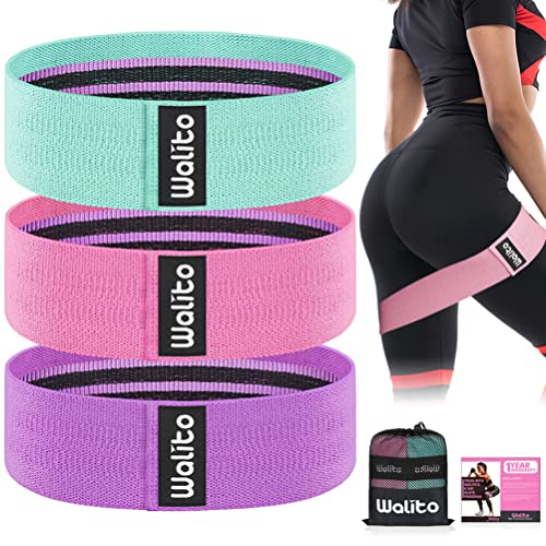 WALITO Resistance Bands for Legs and Butt,Exercise Bands Set Booty Bands Hip Bands Wide Workout Bands Sports Fitness Bands Resistance Loops Band Anti Slip Elastic (Set 3) … (Green,Pink,Purple)