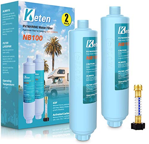 Keten Garden Hose Water Filter for Pool, NSF Certified, Reduces Lead, Fluoride, Chlorine, 2 Pack Drinking Filter with1 Hose Protector