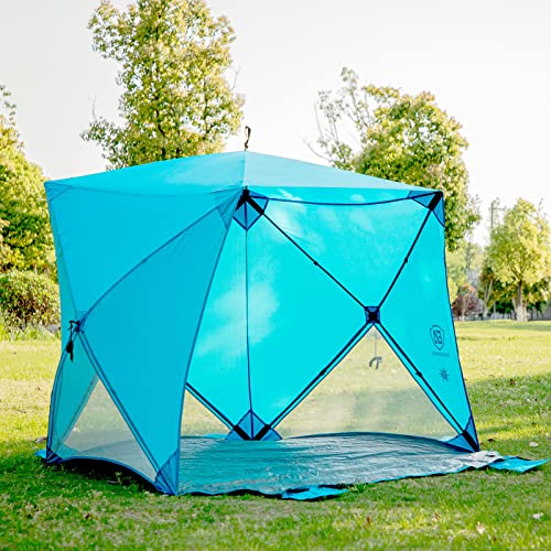 EVER ADVANCED Pop Up Beach Tent Portable Sun Shade Travel Sun Shelter for 2-3 Person, Easy Setup Tents Waterproof Cabana Canopy with Carry Bag UPF 50+ Sunshade Outdoor, Blue