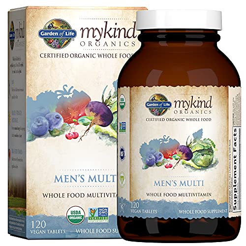 Garden of Life mykind Organics Whole Food Multivitamin for Men, 120 Tablets, Vegan Mens Vitamins and Minerals for Mens Health and Well-Being, Certified Organic Vegan Mens Multi