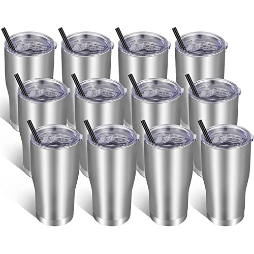 VEGOND 20oz Tumbler Stainless Steel Tumbler Cup with Lid And Straw Vacuum Insulated Double Wall Travel Coffee Mug(Stainless 12 Pack)