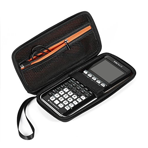 BOVKE Hard Graphing Calculator Case Compatible with Texas Instruments TI-84 Plus CE/TI-84 Plus/TI-83 Plus CE/Casio fx-9750GII, Extra Zipped Pocket for USB Cables, Manual, Pencil, Ruler, Black