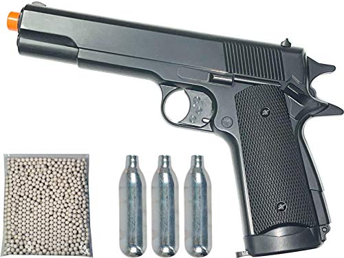 A&N Airsoft Pistol 1911 Style CO2 Non Blowback 450 FPS with Free 1000 BBS & 3 x CO2 Capsules Full Size