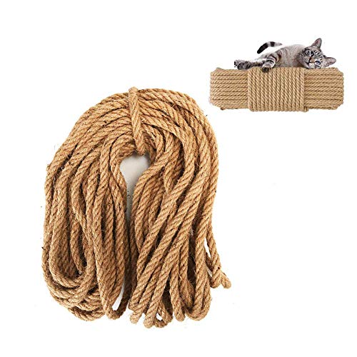 PIVBY Cat Sisal Rope Natural Twine for Scratching Post Tree Replacement - Hemp Rope for Repairing, Recovering or DIY Scratcher, 8mm Diameter (66FT)