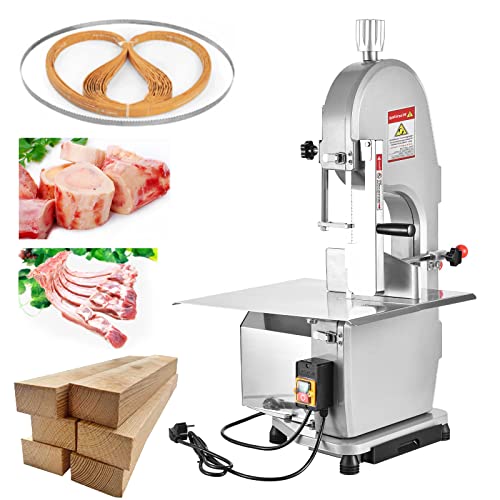 Cbiao Bone Saw Machine 14.9' x 18.8' Workbench,1500W Electric Frozen Meat Cutter Saw,Bone Commercial Meat Bandsaw For Butchering,Max Cutting Height 250mm with 6 Saw Blades