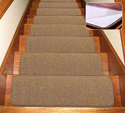 Seloom Stair Treads Carpet Non-Slip with Skid Resistant Rubber Backing Specialized for Indoor Wood Steps, Removable Washable Step Floor Rugs for Stair (30x8Inch,Dark Brown)