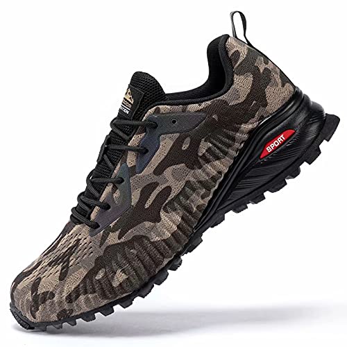 Kricely Men's Trail Running Shoes Fashion Hiking Sneakers for Men Camo Tennis Cross Training Shoe Mens Casual Outdoor Walking Footwear Size 7.5