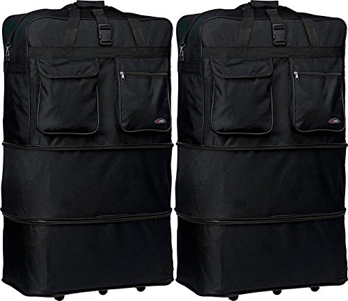 Pack of 2, 36' Expandable Wheeled Bags Rolling Duffel Spinner Luggage