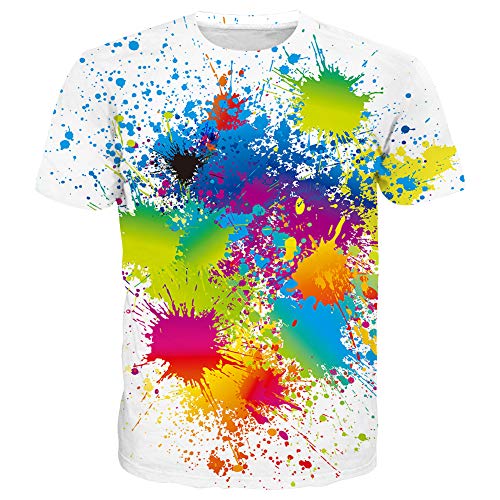 SYAIMN Unisex 3D Pattern Print Short Sleeve T-Shirts Casual Graphics Tees L