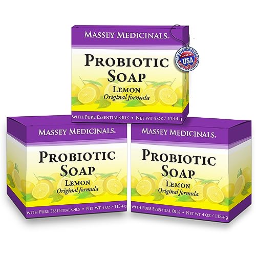 Candida Freedom Massey’s CF 100% Natural Probiotic Soap - Powerful Tea Tree and Lemon Body Soap - 4oz Lemon Scent