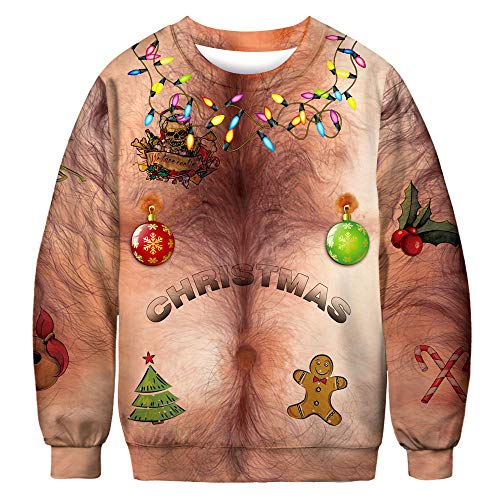 PIZOFF Unisex Ugly Christmas Sweatshirts 3D Digital Printing Pullover Sweatshirts