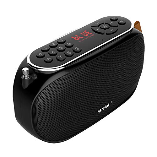 SUNHai Bluetooth Speaker Portable Wireless Radio Desktop Speaker J19 with HD Sound,FM,TF,USB Player,USB Charge,AUX Input,Built-in Microphone,Aux Cable,Support Hands-Free Call for Outdoors,Party-Black