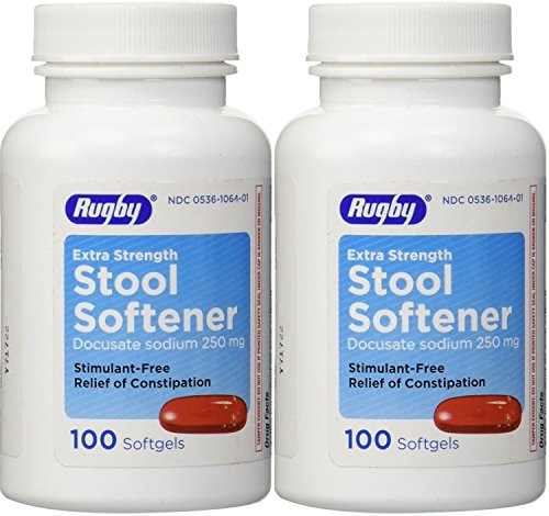 Docusate Sodium Extra Strenght 250 mg 200 Softgels for Gentle, Reliable Relief from Occasional Constipation 100 Softgels per Bottle Pack of 2 Bottles