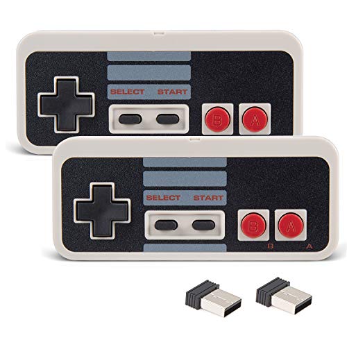 KIWITATA 2X Wireless USB Controller for Retro NES Gaming, 2.4ghz Rechargeable Wireless NES Style PC Game Pad Controller Joypad for Windows PC MAC Raspberry Pi