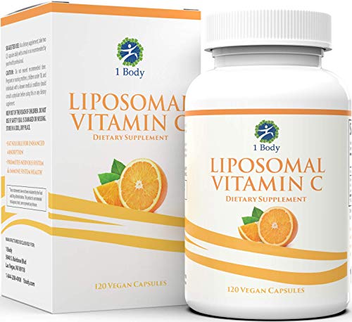 Liposomal Vitamin C Capsules 1200mg – Collagen Support, Powerful Antioxidant Boost, High Dose & High Absorption VIT C Ascorbic Acid Pills – 60 Servings – Easy to Swallow Capsules