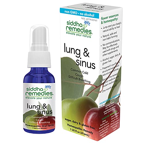 Siddha Remedies Lung & Sinus Spray for Sinus Relief, Congestion Relief, Cough Suppressant, Cold Medicine, Runny Nose | Homeopathic Allergy Medicine Relief | Non GMO w/Cell Salts, No Alcohol, Sugar