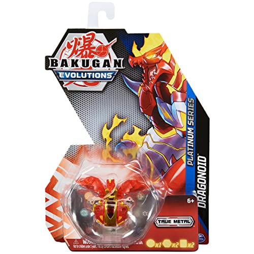 Bakugan Evolutions, Dragonoid (Red), Platinum Series True Metal Bakugan, 2 BakuCores and Character Card, Kids Toys for Boys, Ages 6 and Up