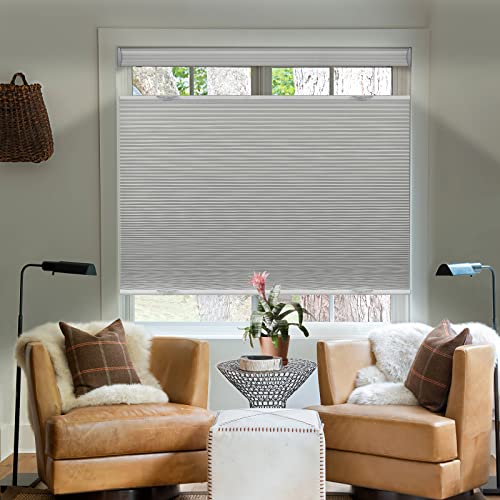 Keego Cordless Cellular Shades Top Down Bottom up Blackout, Custom Cut to Size Room Darkening Honeycomb Blinds for Home Office Window, White, Any Size 24-48 Wide and 24-78 High