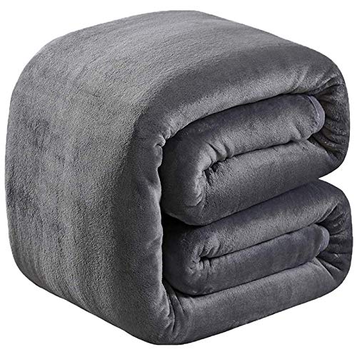 Soft Queen Size Blanket for Fall Winter Spring All Season 350GSM Thicken Warm Fuzzy Microplush Lightweight Thermal Fleece Summer Autumn Blankets for Queen/Full size Bed Sofa SOFTCARE Dark Gray 90'*90'
