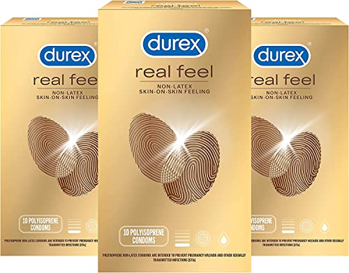 Durex Avanti Bare Real Feel Condoms, Non Latex Lubricated Condoms for Men with Natural Skin on Skin Feeling, FSA & HSA Eligible, 10 Count (Pack of 3)