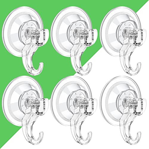 LUXEAR Suction Cup Hooks - 6 Pack Suction Hooks Reusable Powerful Waterproof Shower Hooks - Heavy Duty Vacuum Suction Hanger for Shower, Window, Towel, Halloween, Christmas Decoration